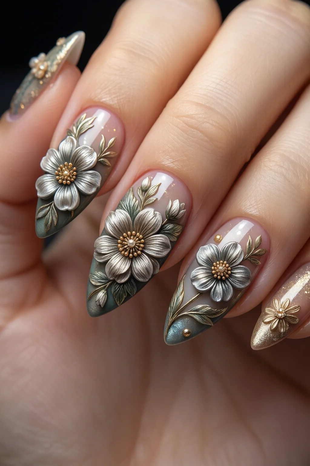 3D flower nails