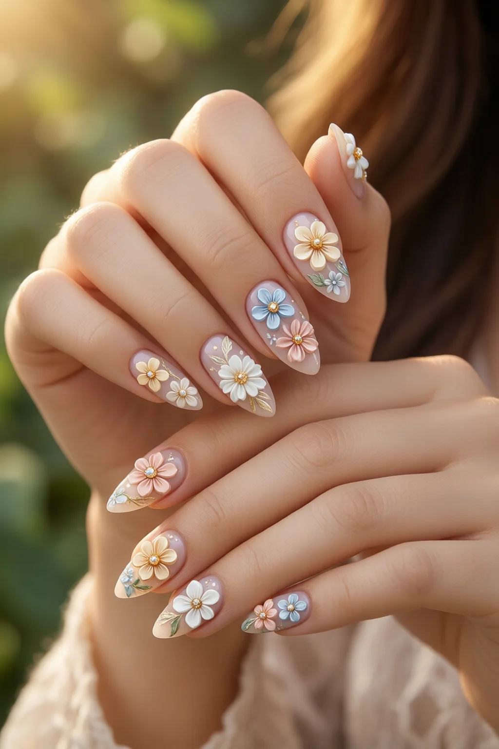 3D flower nails