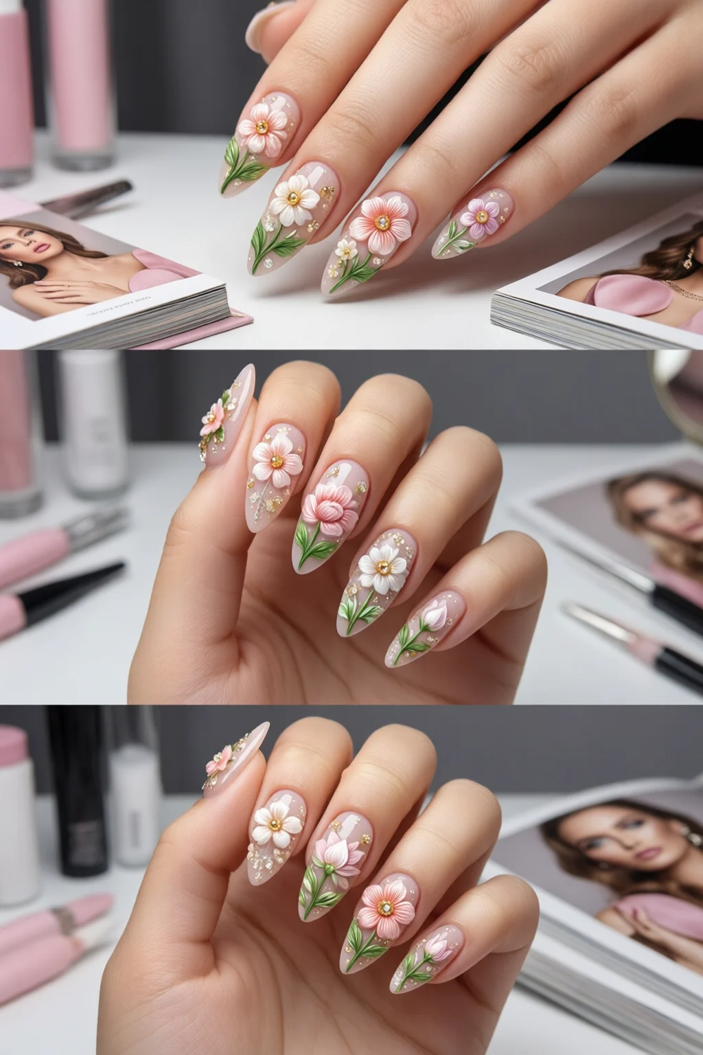 3D flower nails