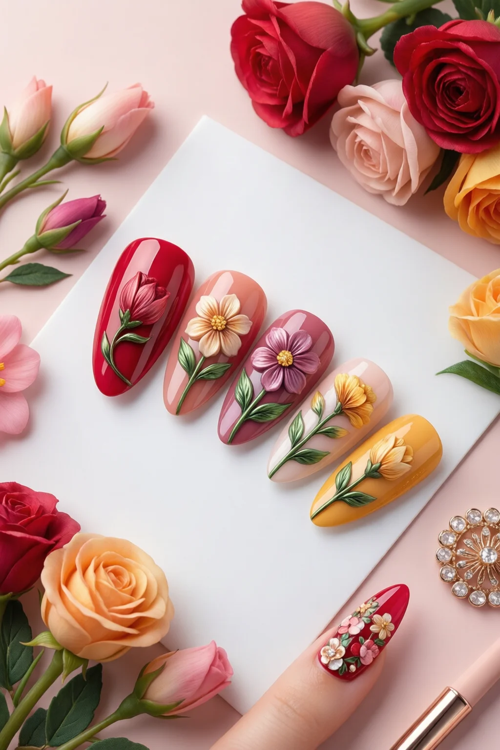 3D flower nails