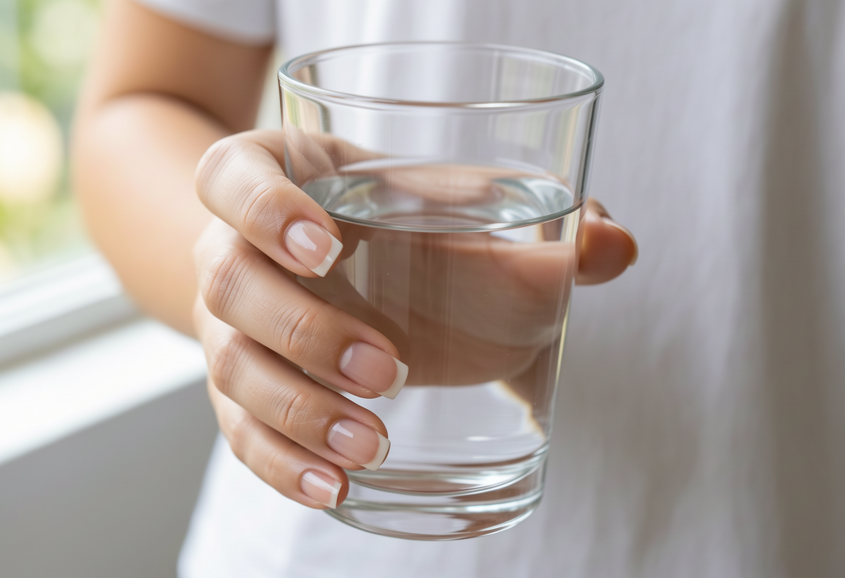 Short natural nails with micro-french manicure illustrating the elongating effect