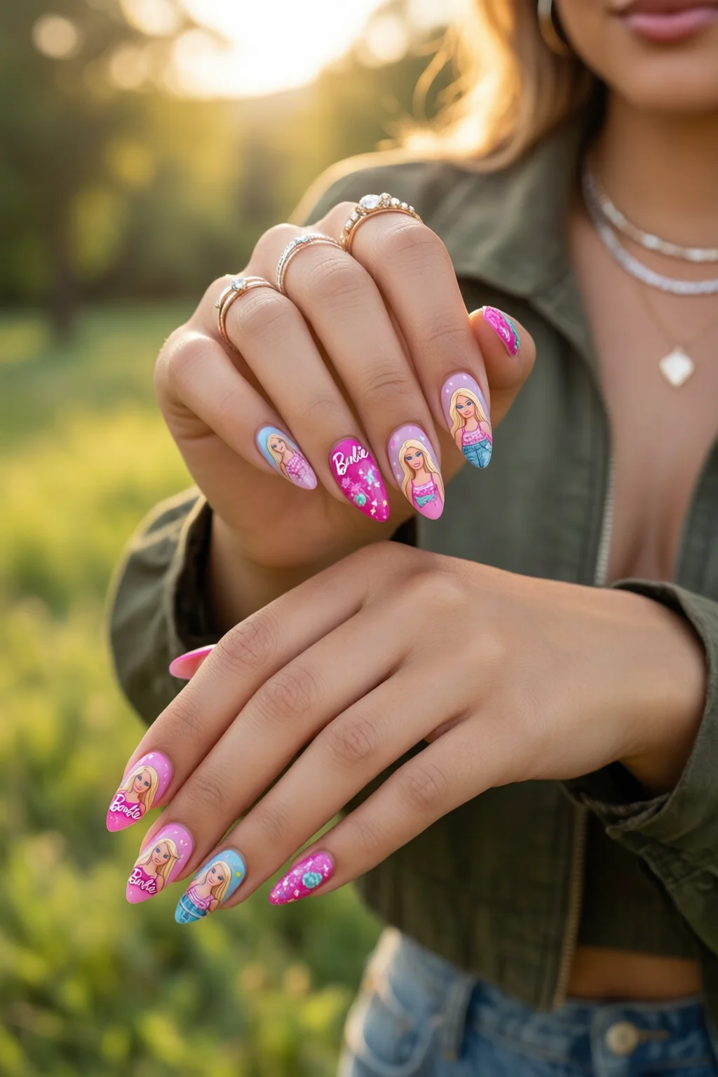 barbiecore nails