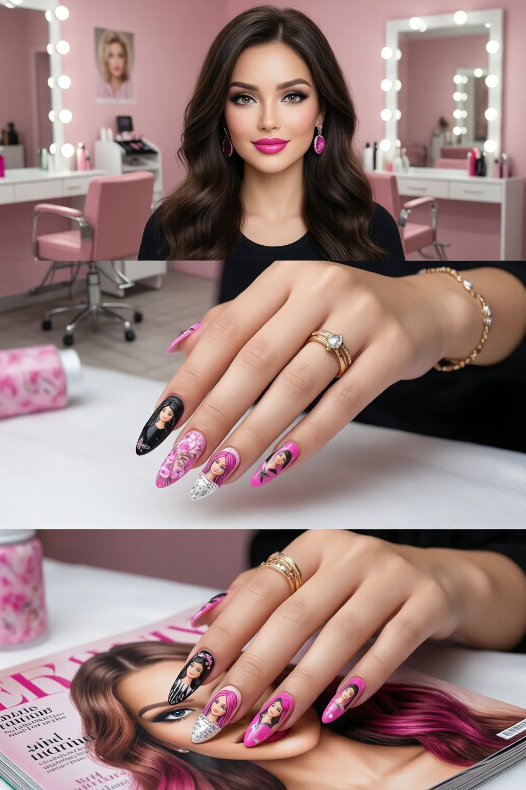 barbiecore nails