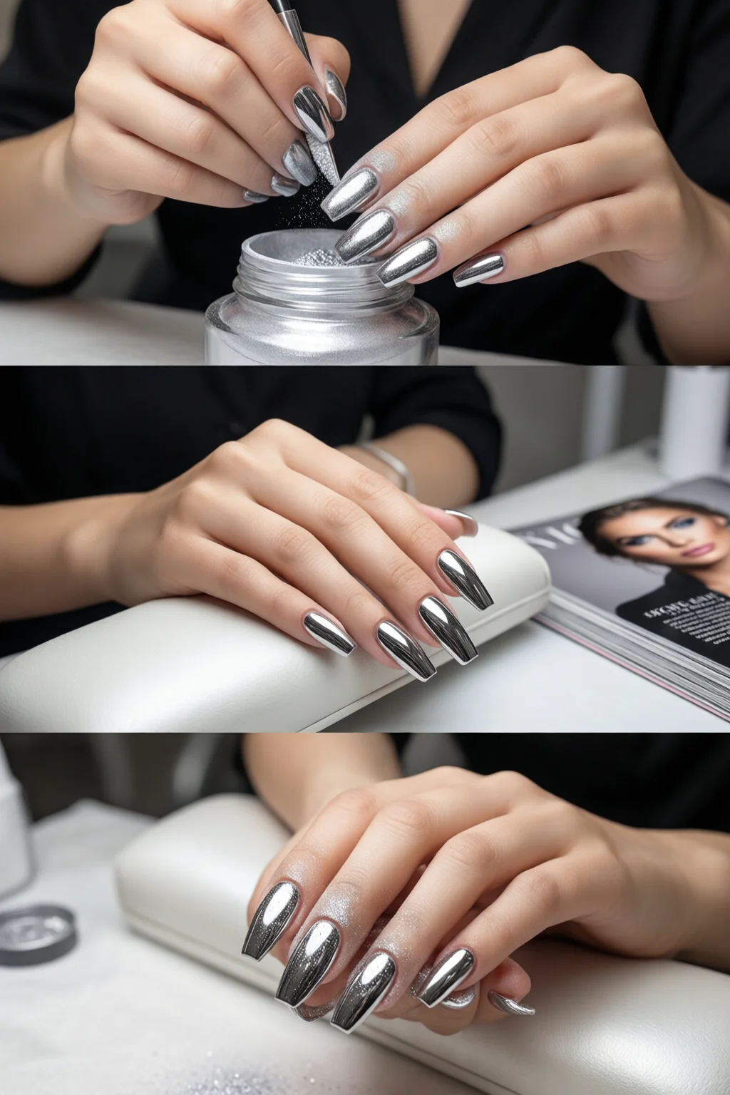 chrome powder nails