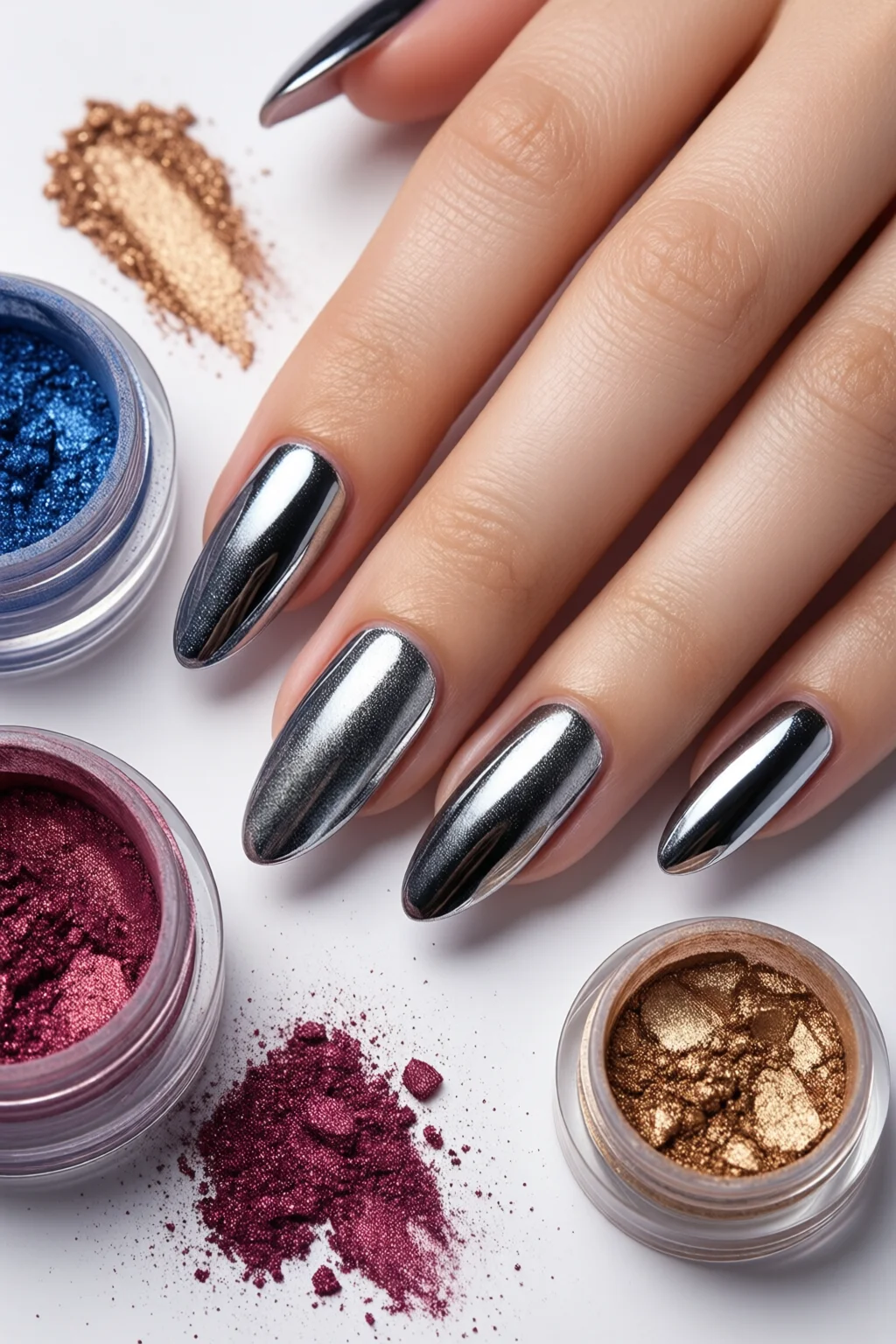 chrome powder nails