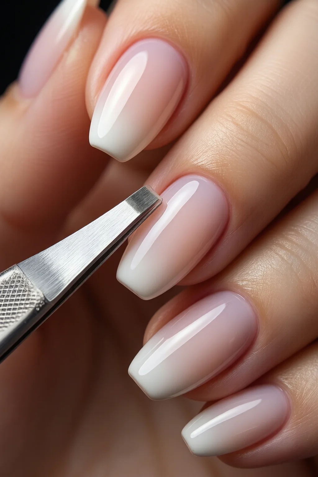 cuticle pusher technique - detailed close-up view