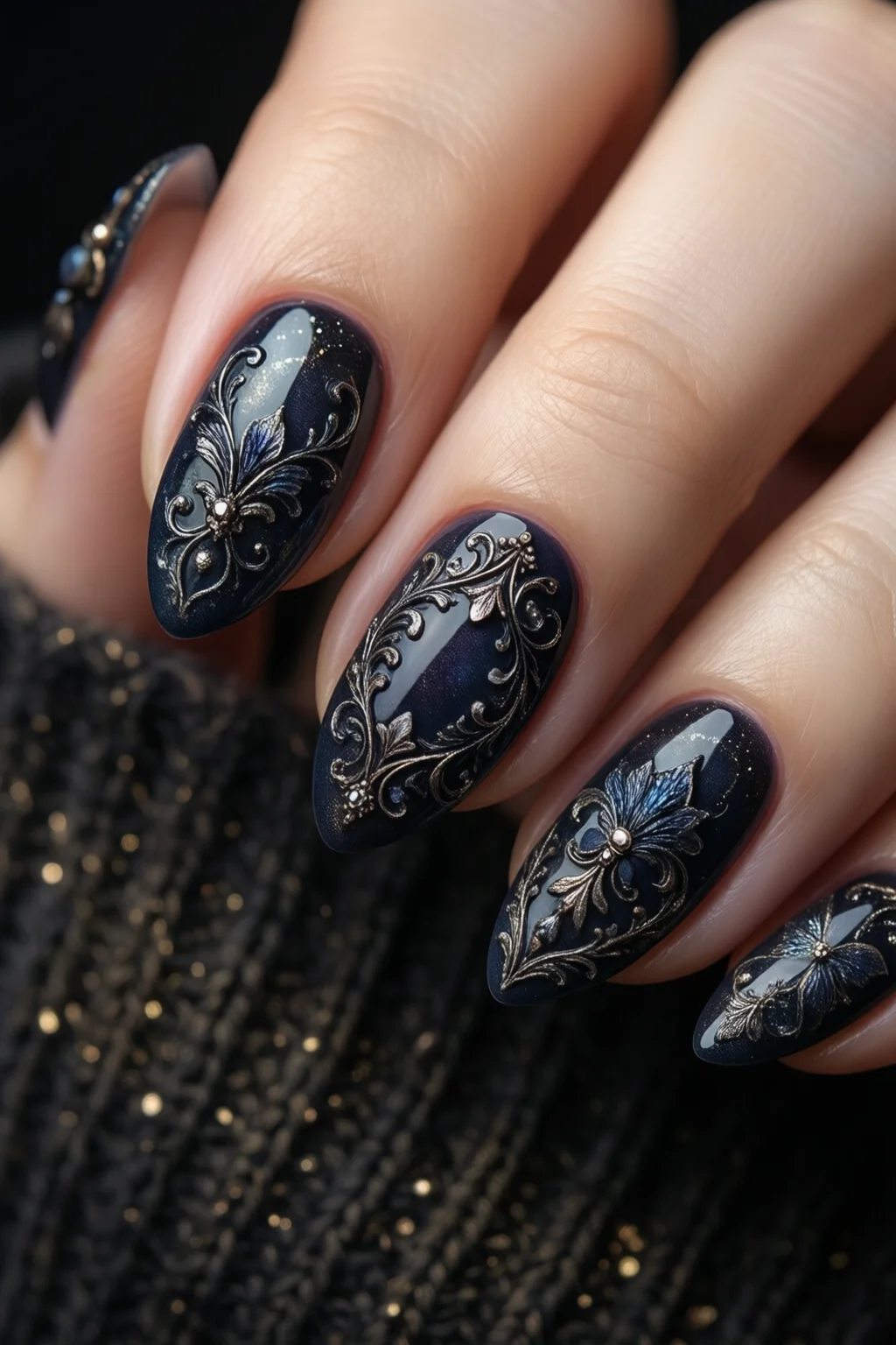 dark academia nails