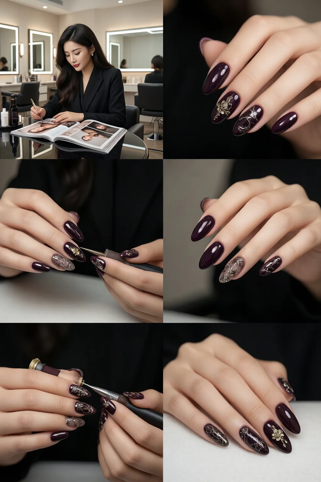 dark academia nails