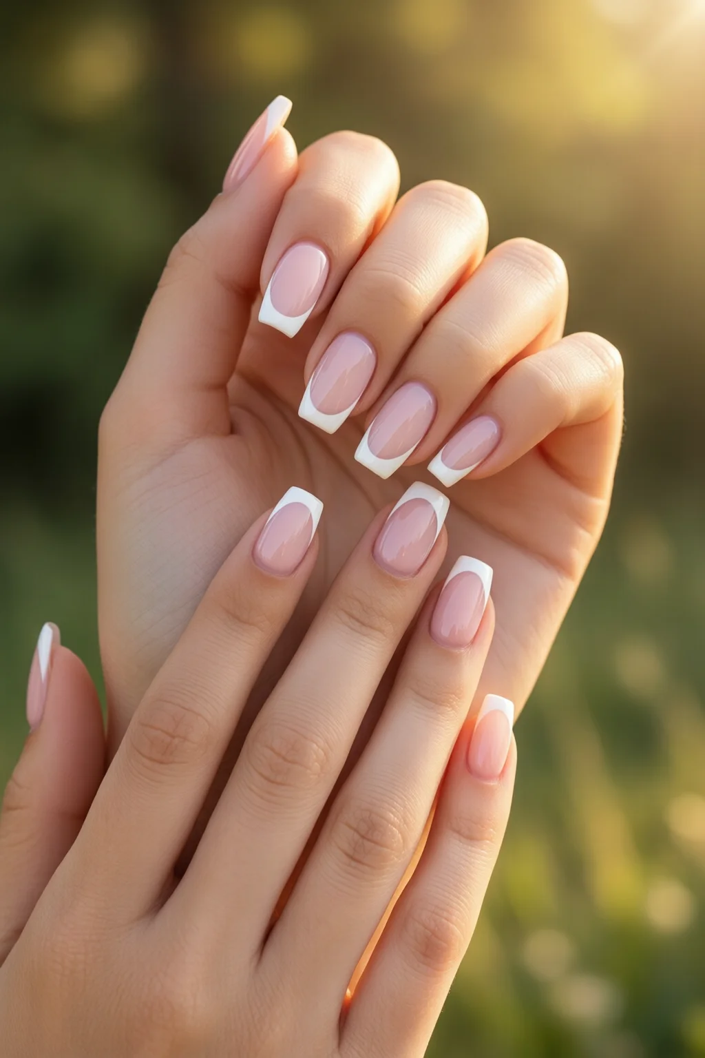 double French tip nails