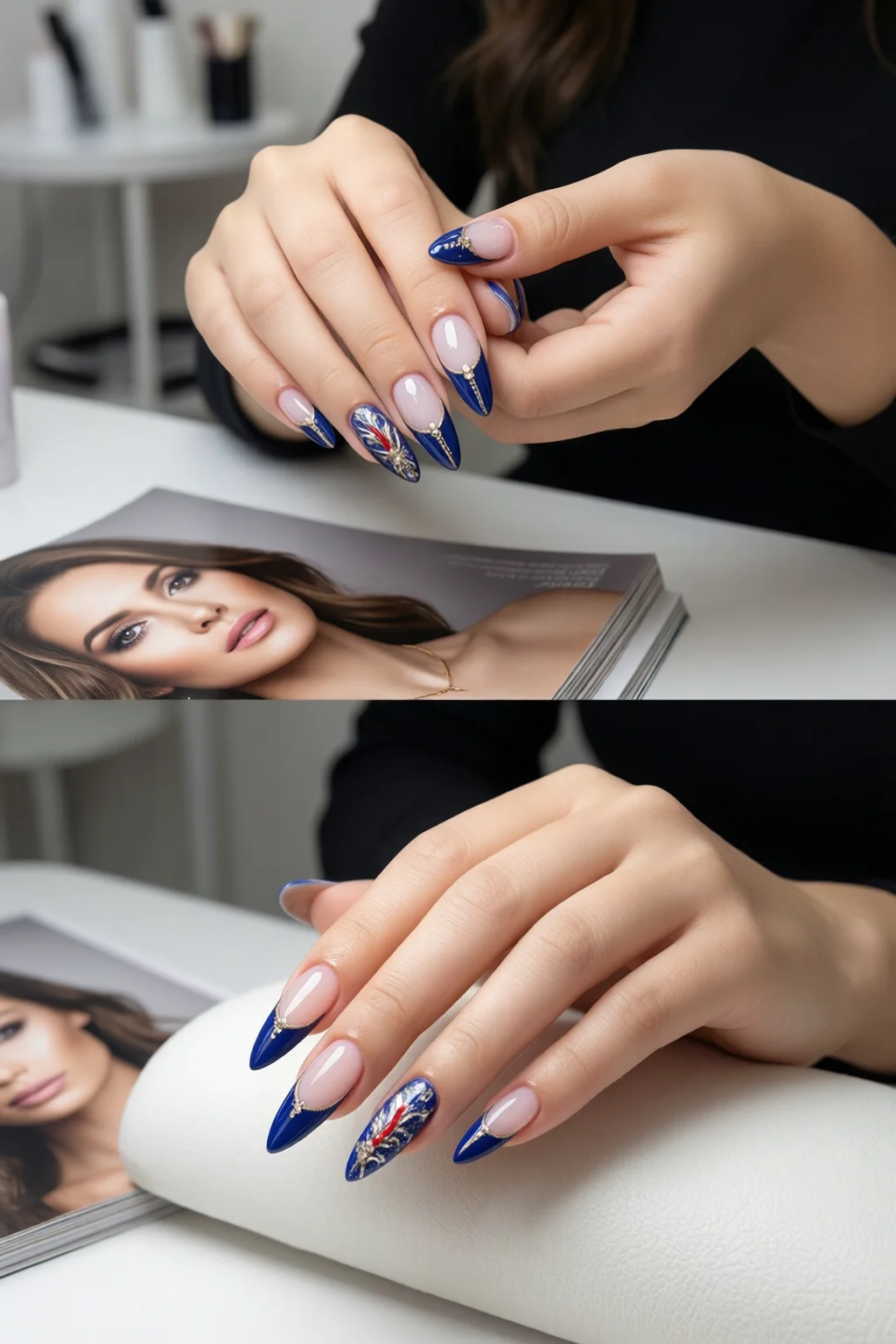 double French tip nails