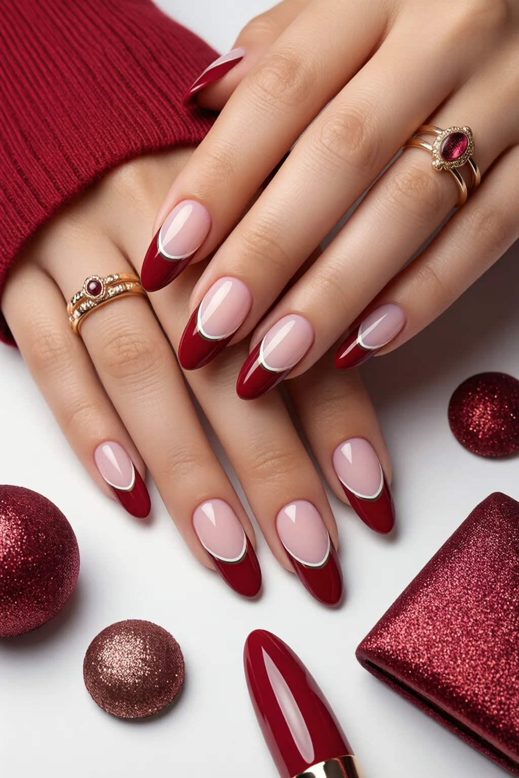 double French tip nails