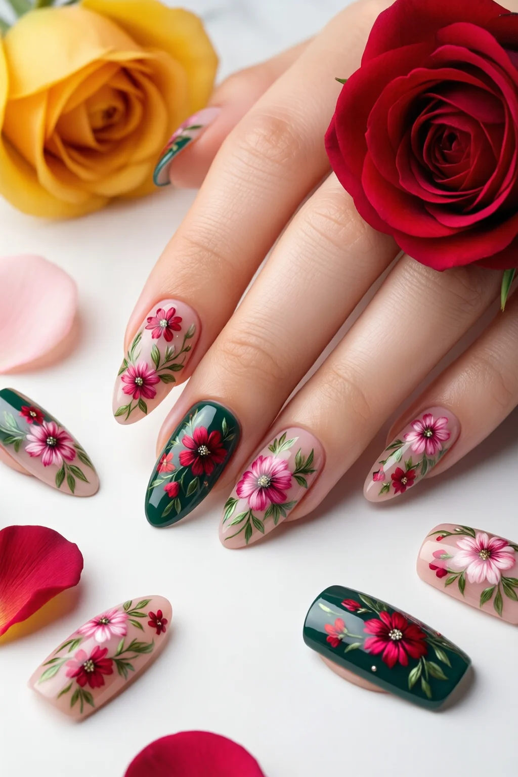 floral nail art