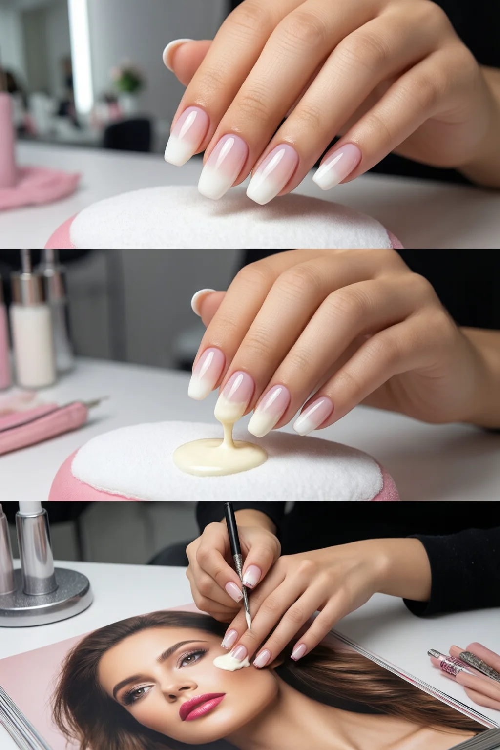 milky French tips