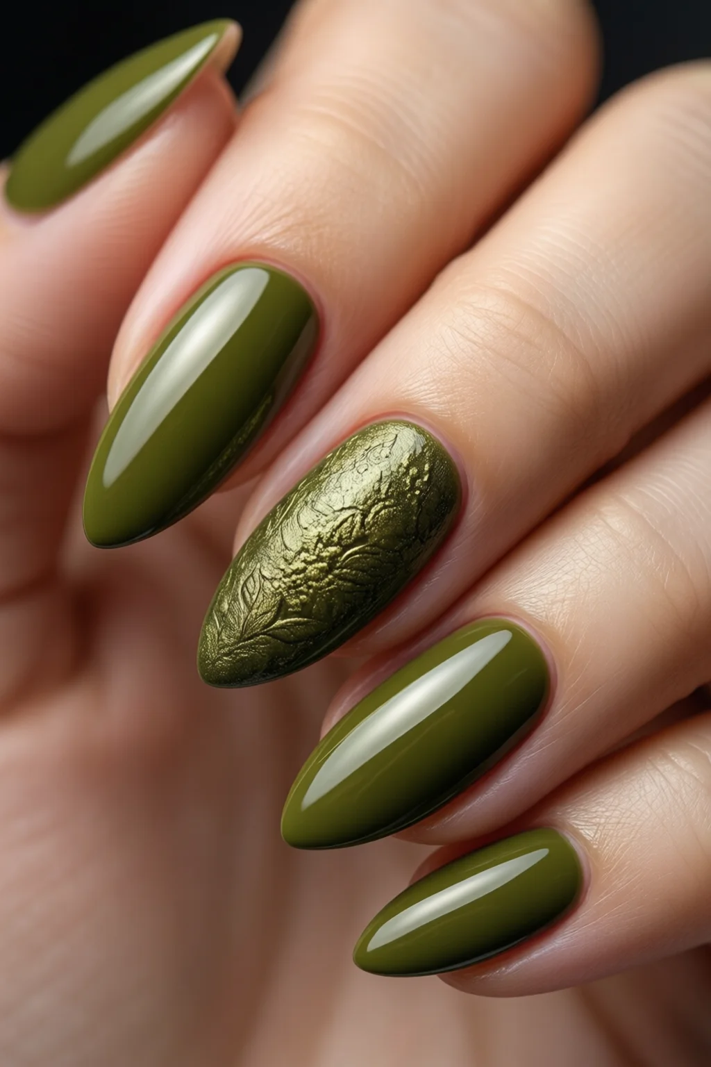 olive green nails