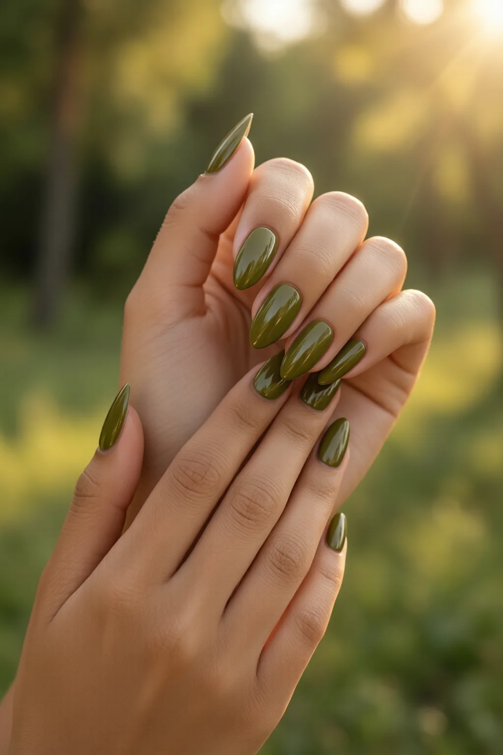 olive green nails