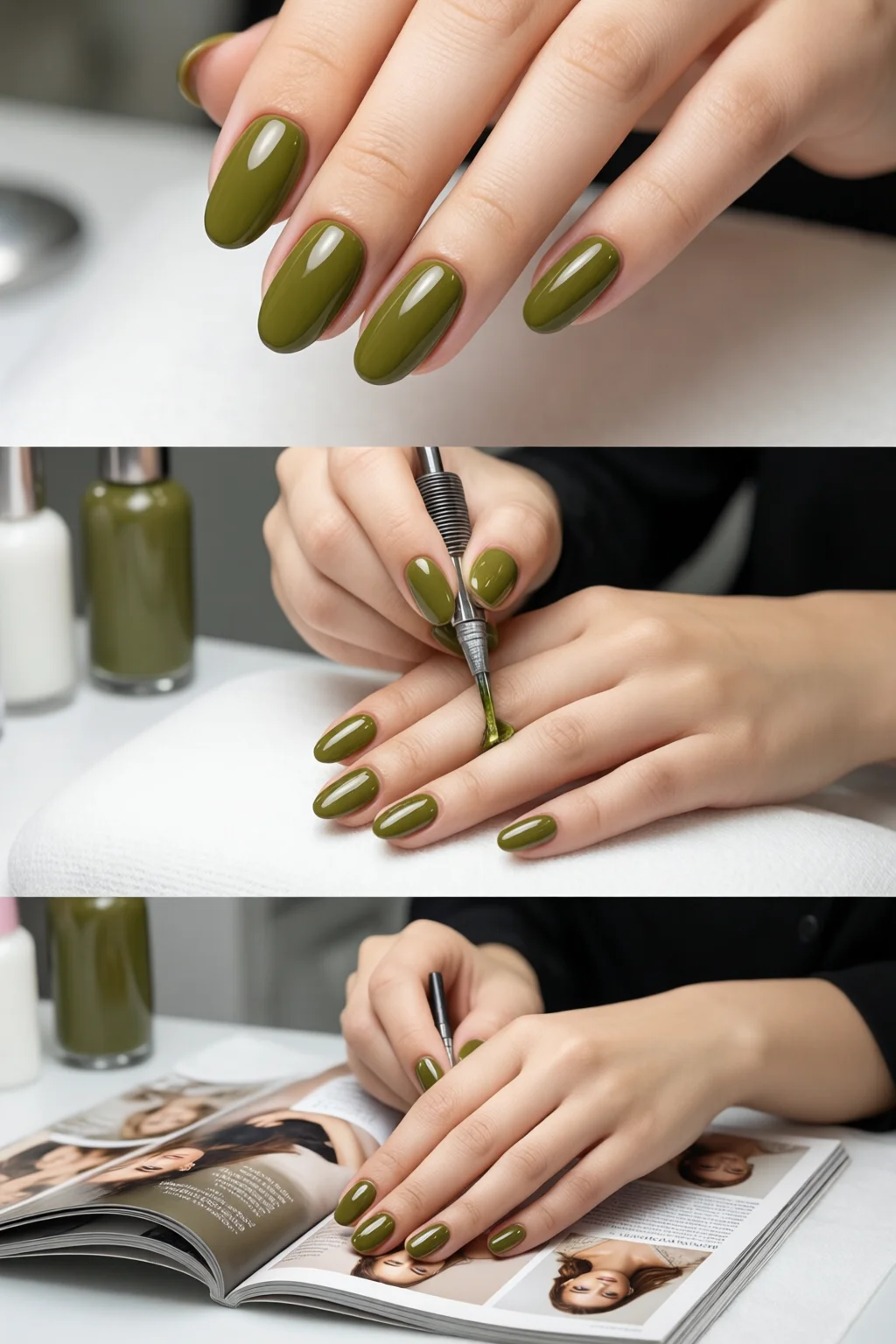olive green nails