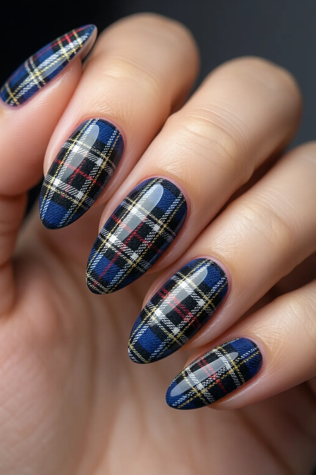 plaid nails