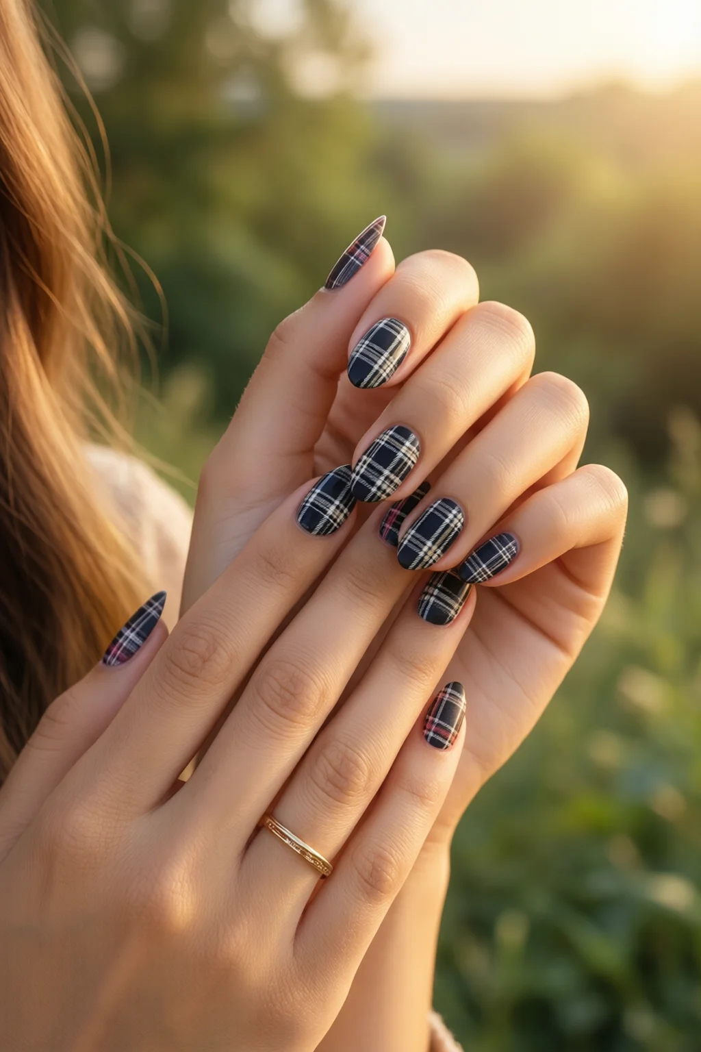 plaid nails