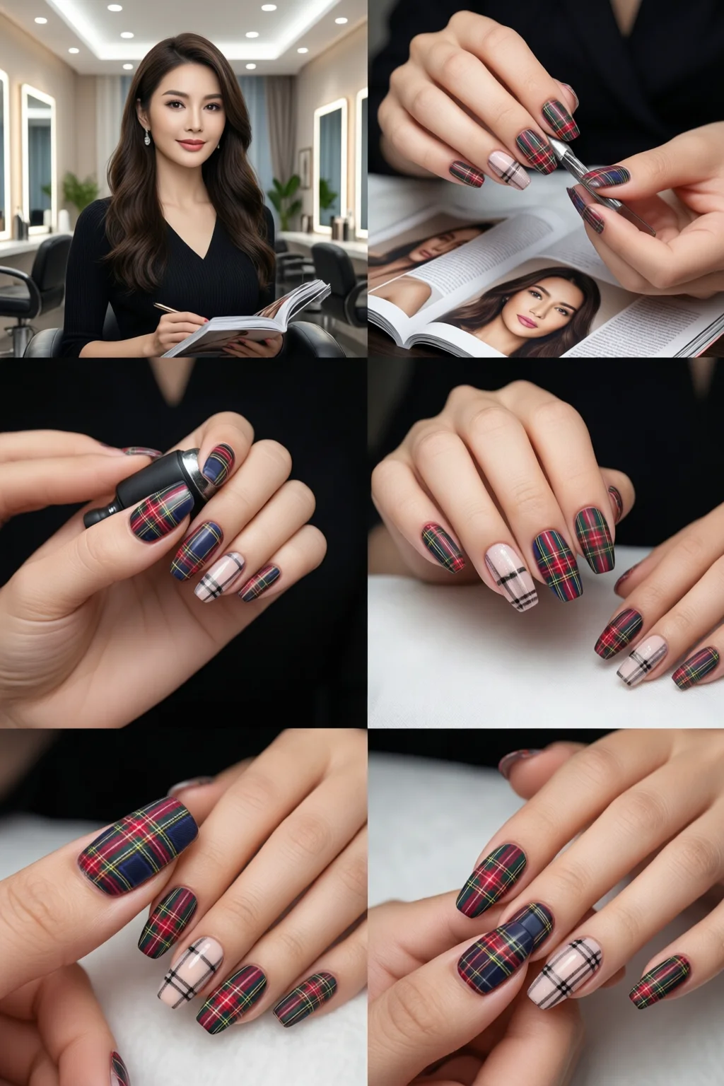plaid nails