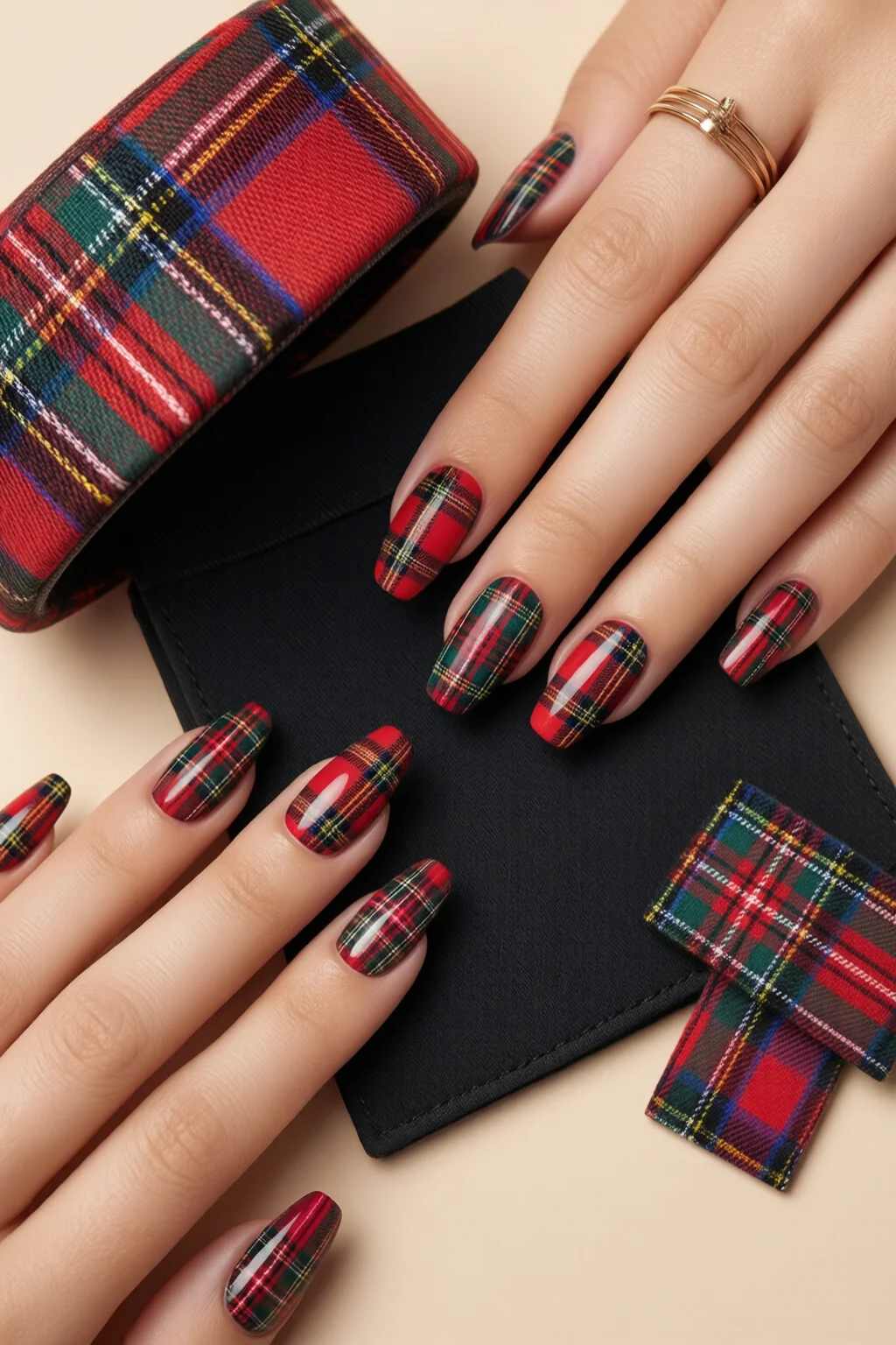 plaid nails