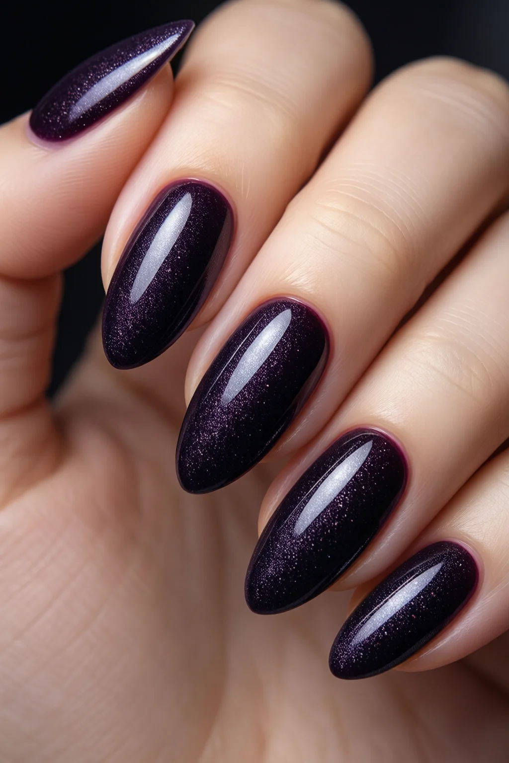 plum noir nails