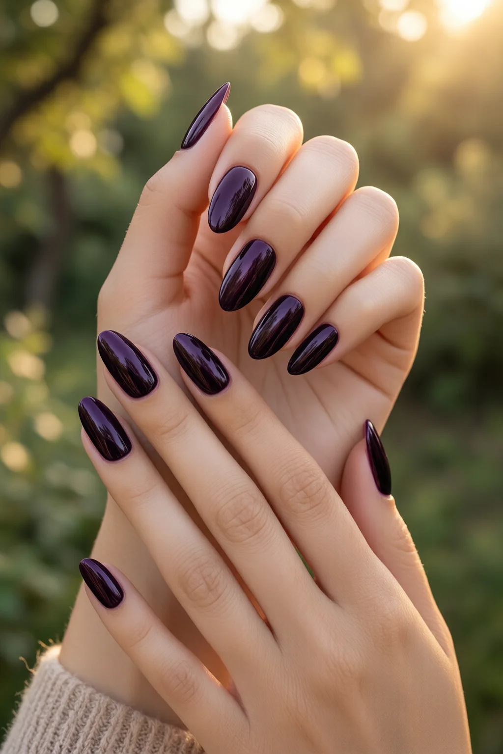 plum noir nails